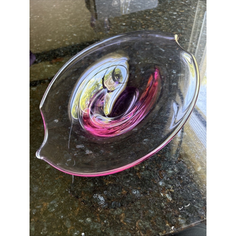Czech Art Glass Low Bowl Mid Century Miloslav Klinger for Zelezny‎ Brod